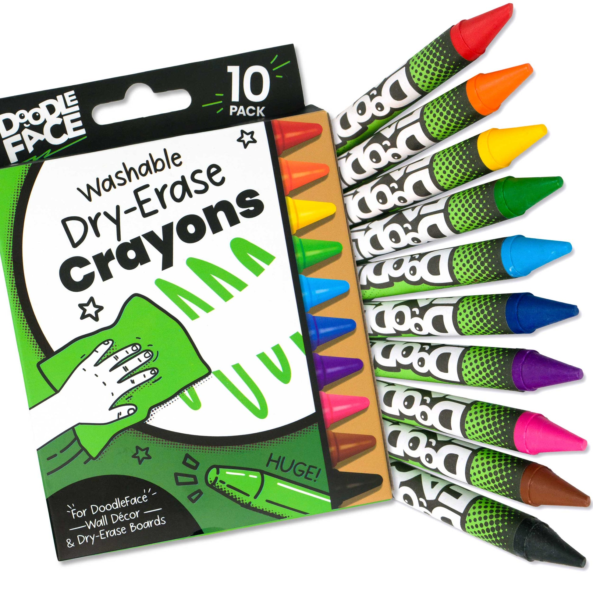 Dry-Erase Crayon 10 Pack + Eraser Cloth